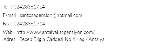 Santosa Pansiyon telefon numaralar, faks, e-mail, posta adresi ve iletiim bilgileri